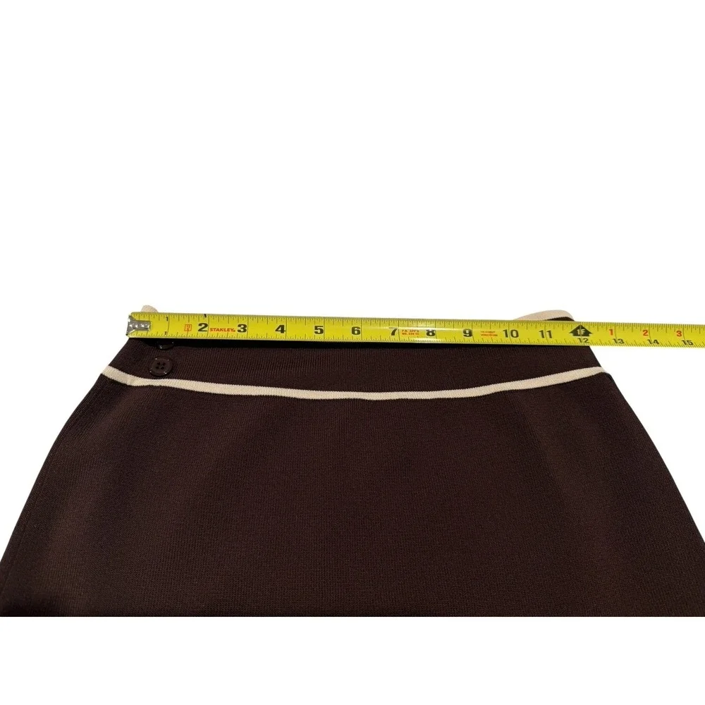 Vertigo Paris Brown Cream Knit Cardigan Skirt Set Women's S Vintage Style‎